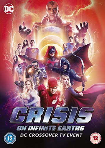 DVD cover art featuring an ensemble of DC superheroes against a red cosmic background.