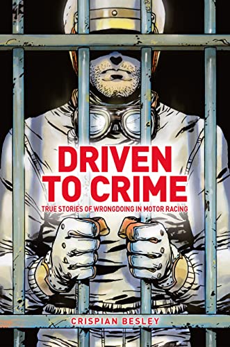 Book cover: racing driver in prison uniform, hands cuffed, red title.