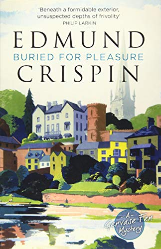 Book cover for Buried for Pleasure featuring an illustration of a village and church.