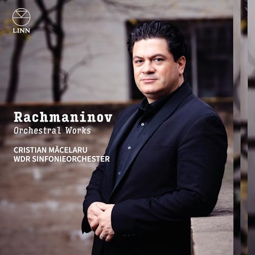 CD cover featuring Cristian Macelaru and text: “Rachmaninov Orchestral Works”.