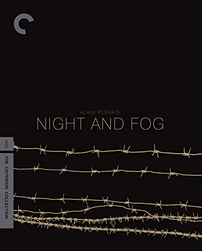 Black Criterion Collection cover for Alain Resnais’ “Night and Fog” with barbed wire.