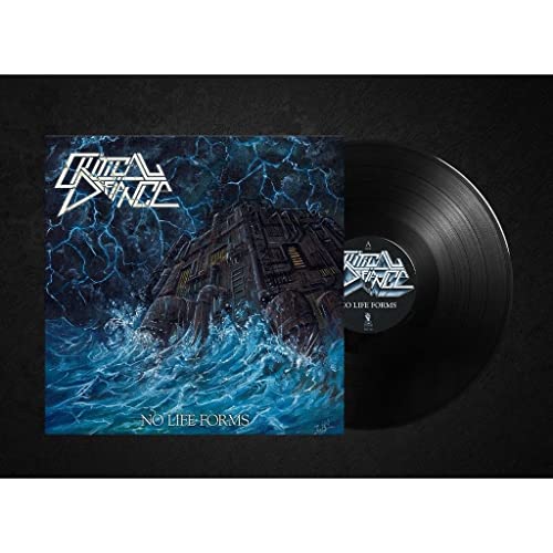 Vinyl record with album art depicting a futuristic ship in stormy seas.