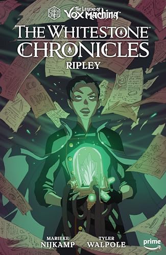 Book cover featuring Ripley, a woman holding a glowing green device.