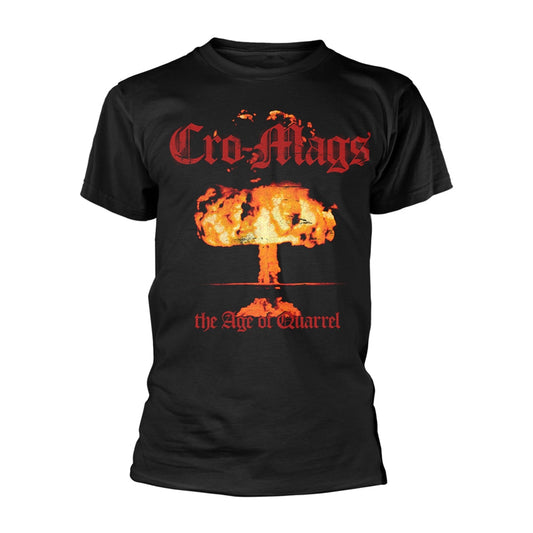 Black t-shirt with fiery mushroom cloud and "Cro-Mags" band logo.