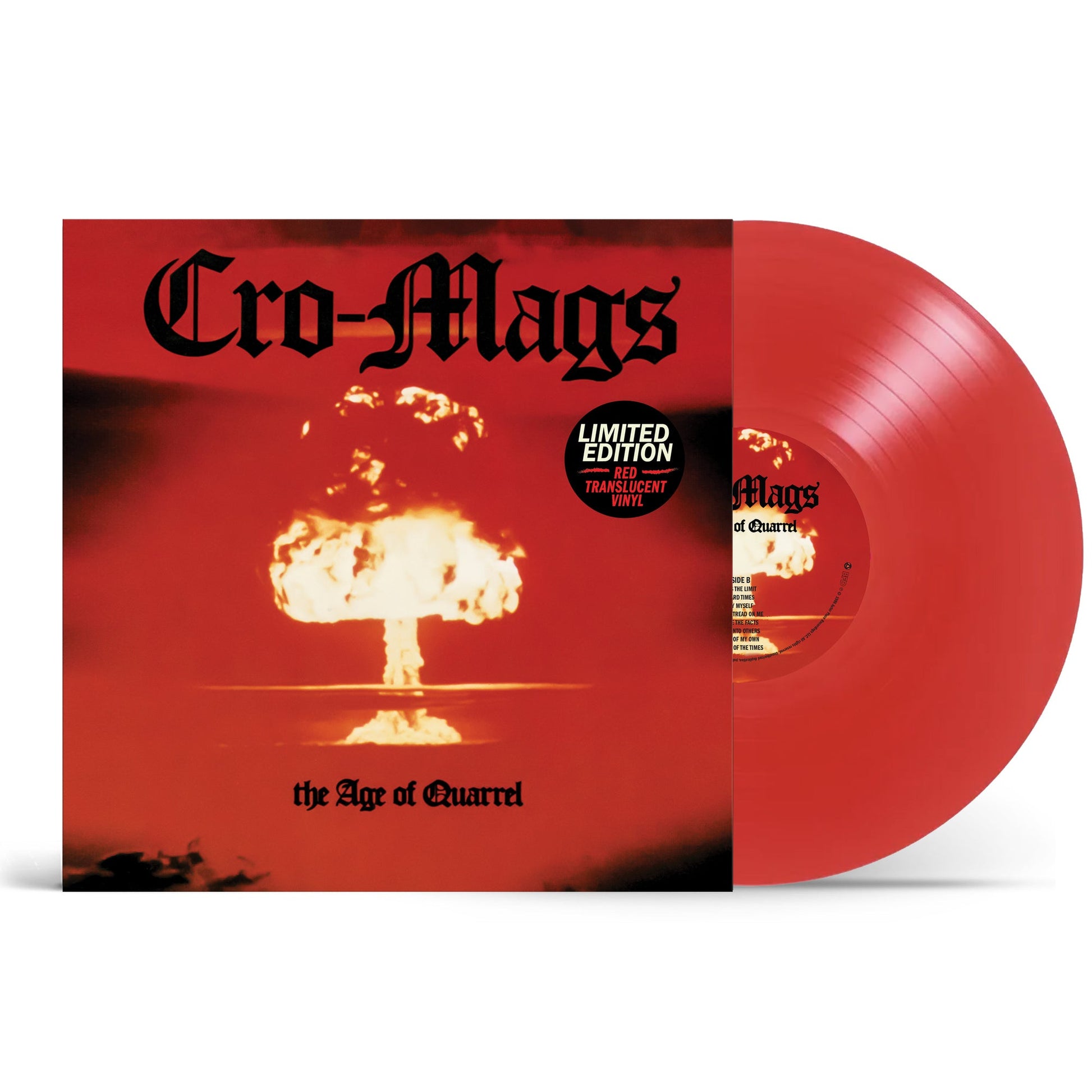 Red translucent vinyl LP of Cro-Mags’ “The Age of Quarrel” album.
