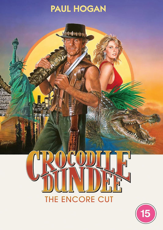 DVD cover art featuring Paul Hogan, a woman, a crocodile, and the Statue of Liberty.