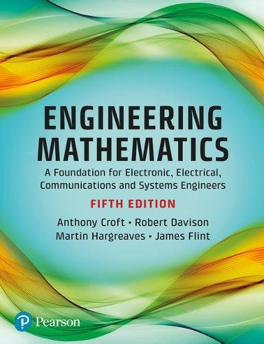 Textbook cover for Engineering Mathematics, Fifth Edition, with abstract green and orange wavy background.