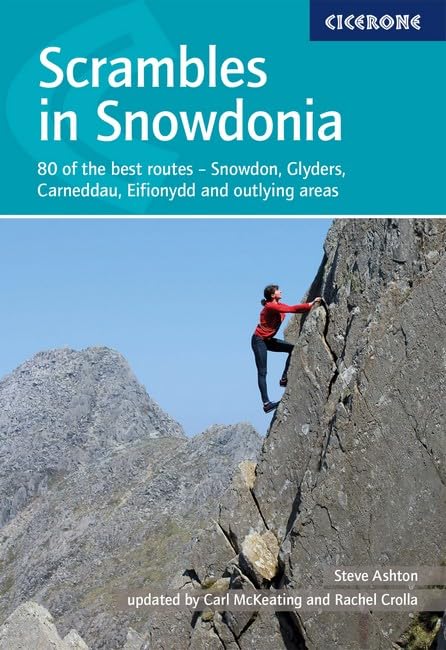 Book cover showing a person scrambling on a rocky ridge in Snowdonia.