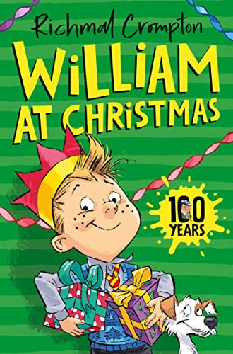 Book cover: boy with party hat, gifts, and a dog, green background.