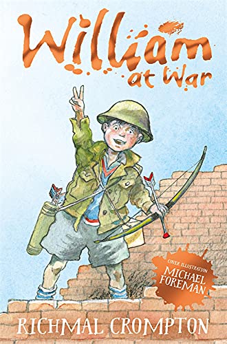Boy in helmet with bow and arrows, book cover illustration.