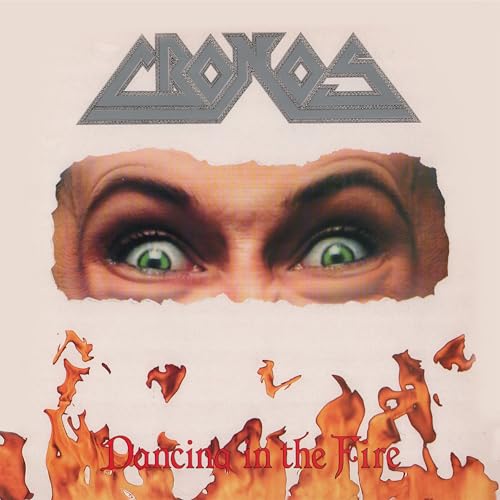 CD cover: eyes peering through torn paper, with flames below text.