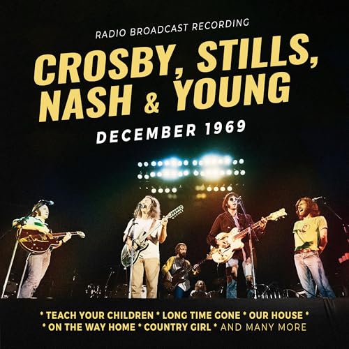 Crosby, Stills, Nash & Young album cover with band performing onstage.