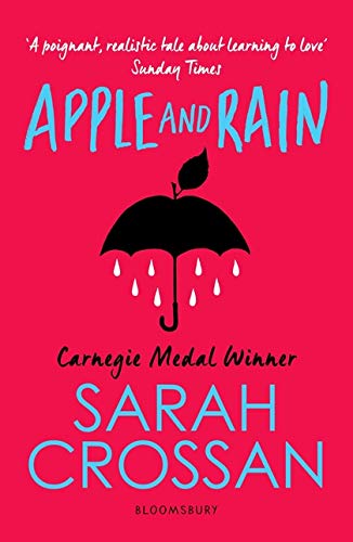 Book cover: "Apple and Rain" with umbrella and apple illustration.