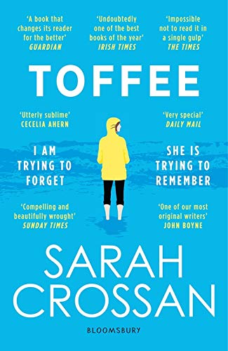 Book cover for "Toffee" by Sarah Crossan, featuring a figure in yellow.
