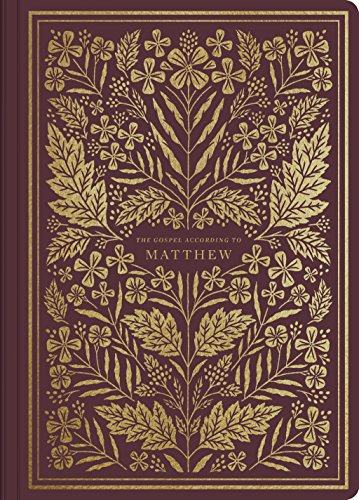 Dark red book cover with gold floral design and the title "Matthew".