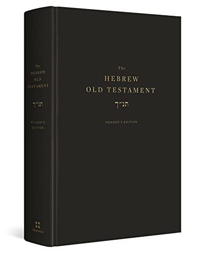 A black book titled The Hebrew Old Testament, Reader's Edition with gold lettering.