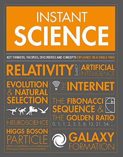 Book cover for Instant Science featuring text and icons related to scientific concepts.
