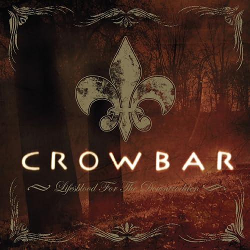 Crowbar album cover: dark forest background, ornate fleur-de-lis symbol.