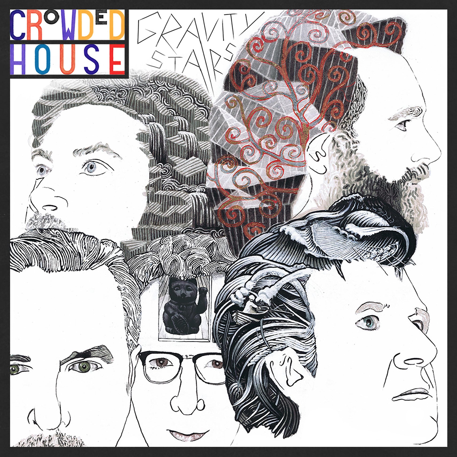 Album cover featuring stylized line-art portraits of five men with intricate, patterned hair.