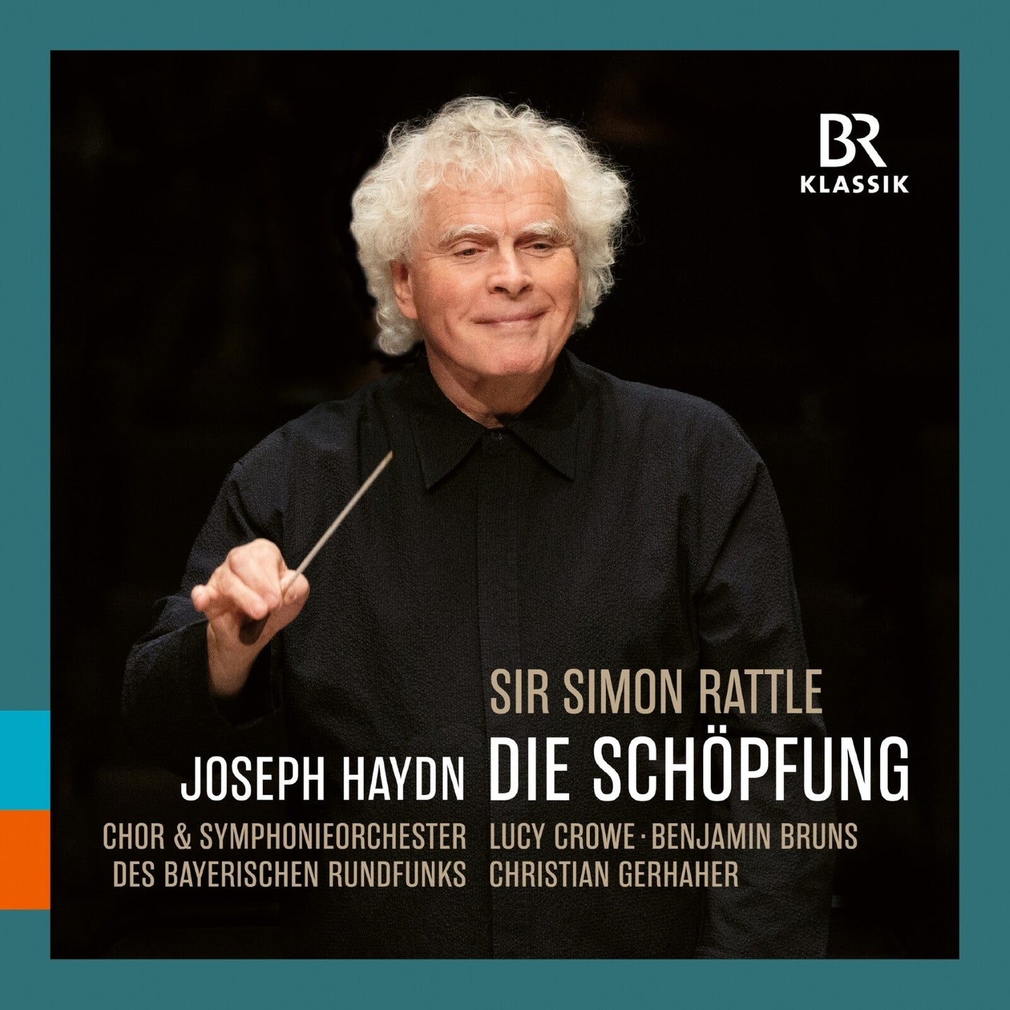CD cover featuring conductor Sir Simon Rattle and text “Joseph Haydn.”