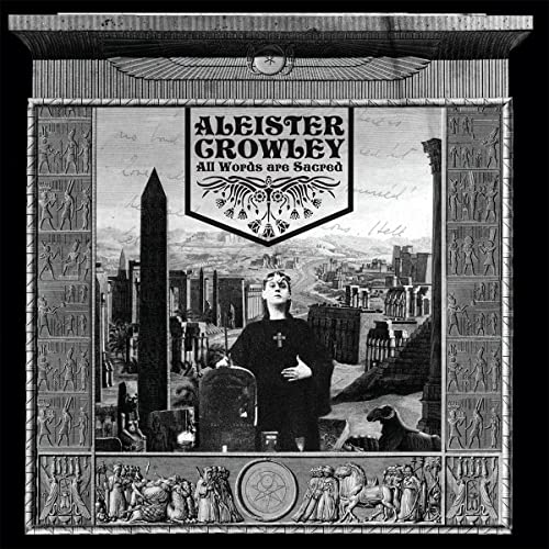 Black and white album cover featuring Aleister Crowley and symbolic imagery.