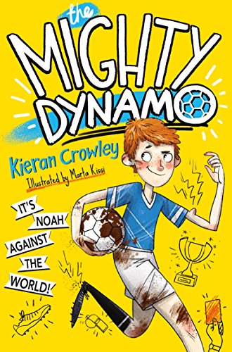 Book cover: boy with soccer ball, lightning, and trophy illustrations.