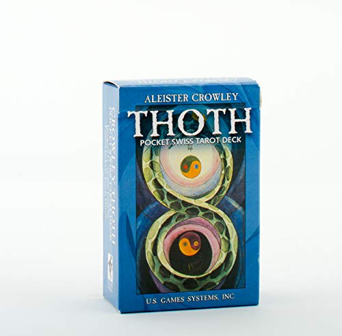 Blue box of Aleister Crowley Thoth Pocket Swiss Tarot deck with serpent illustration.