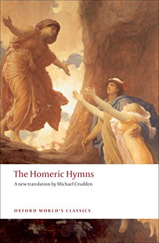 Book cover: “The Homeric Hymns” with classical painting of figures.