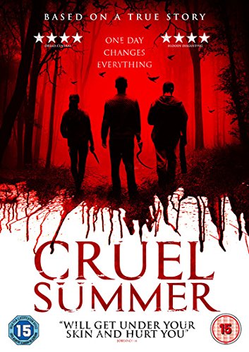 DVD cover for "Cruel Summer" showing three figures in a red forest.