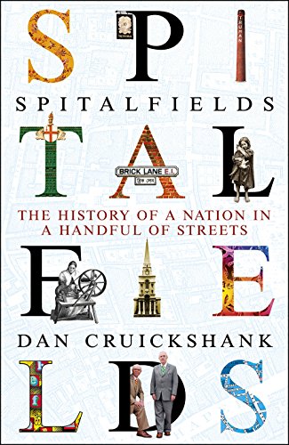 Book cover for "Spitalfields," featuring letters with historical images.