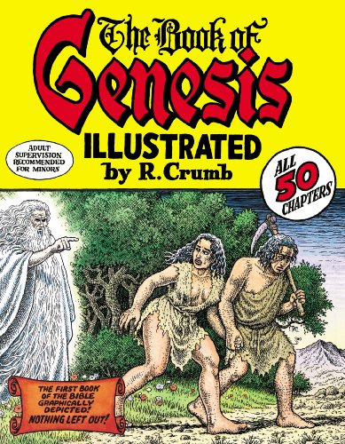 Book cover: illustrated Genesis story with Adam, Eve, and an angel.