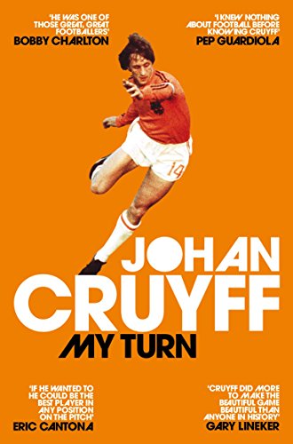 Book cover featuring Johan Cruyff in an orange jersey on a bright orange background.