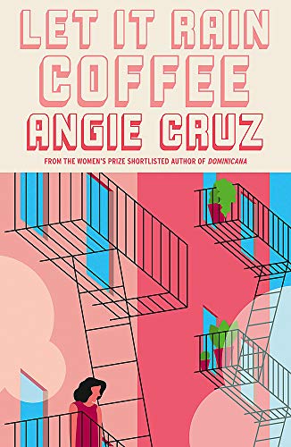 Book cover with red and blue geometric staircases, and a woman in red.