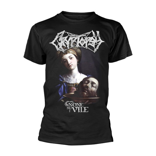 Black t-shirt with album art: a painting and band logo.