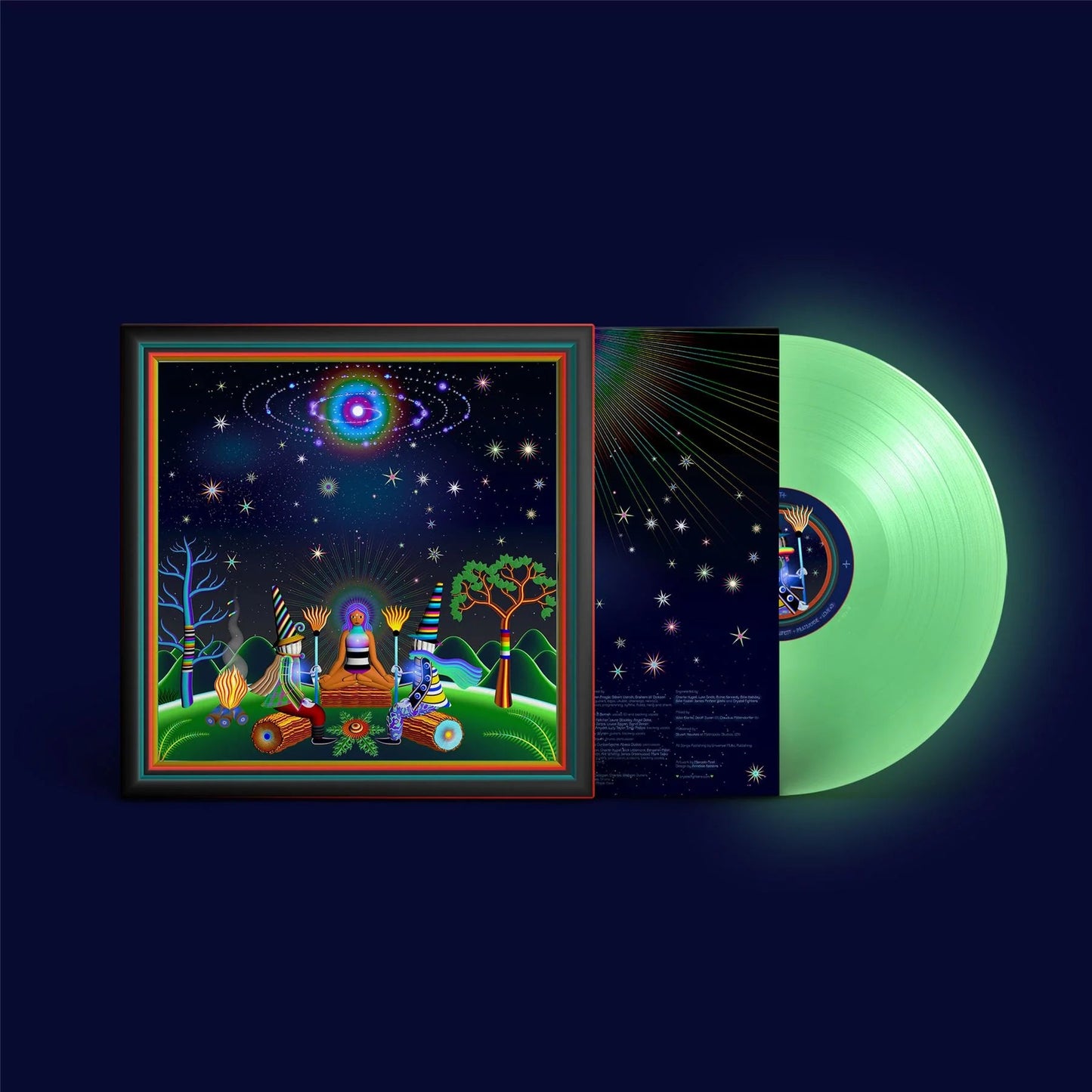 Crystal Fighters “Light+” vinyl record with colorful, illustrated cover art.