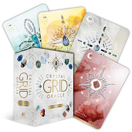 Crystal Grid Oracle deck and box with geometric designs and crystals.