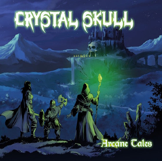 CD cover: fantasy illustration of figures before a skull and castle.