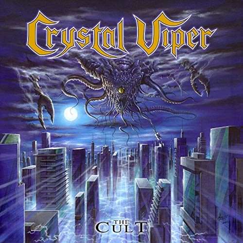 Album cover for Crystal Viper’s “The Cult” featuring a monstrous creature.