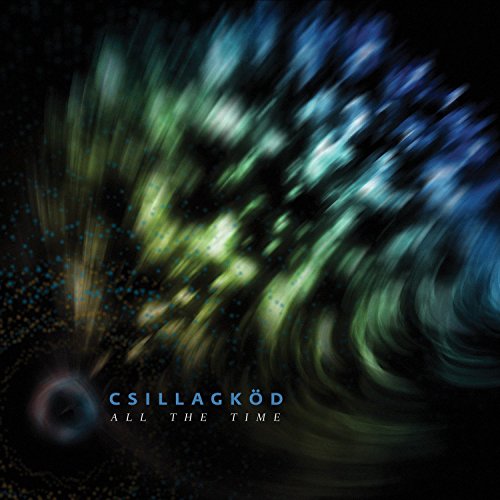 Abstract blue and green album cover for Csillagkőd’s “All The Time” CD.