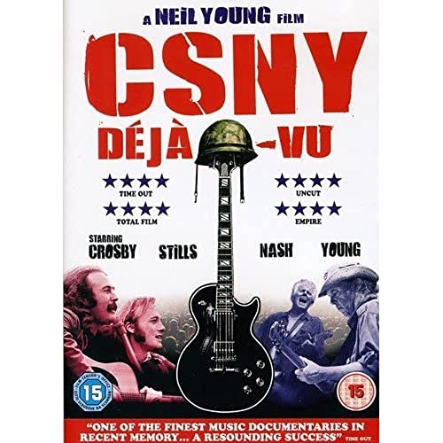 CSNY Déjà Vu" DVD cover featuring Crosby, Stills, Nash & Young and a helmet.