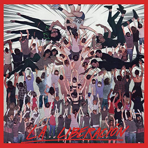 CD cover art: a large group of people reaching upwards, dynamic composition.
