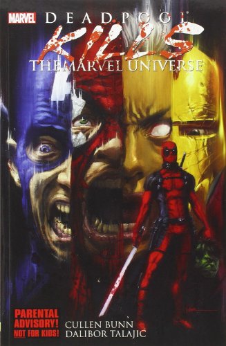 Comic book cover featuring Deadpool wielding weapons amidst a chaotic, destroyed cityscape.