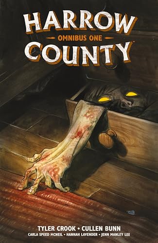 “Harrow County Omnibus Volume 1” cover: a hand reaching from a wooden box.