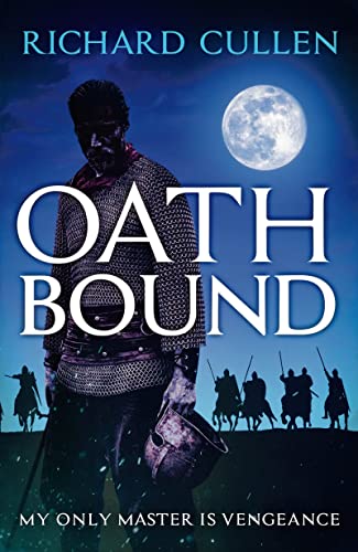 Book cover: armored figure with a full moon and distant warriors.
