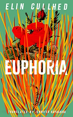 Book cover: red poppies and a lizard amidst vibrant orange grasses.