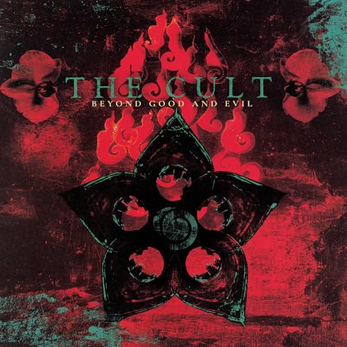 Album cover for The Cult’s “Beyond Good and Evil” with red and black imagery.