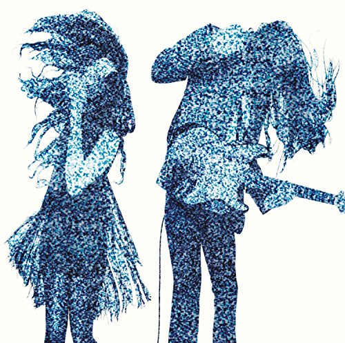 The image depicts a blue-toned illustration of a man and woman against a white background.