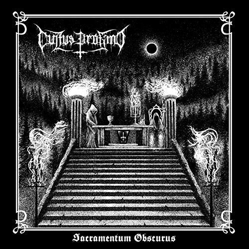 Black and white album cover with ritualistic imagery and gothic lettering.