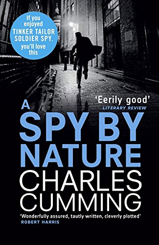 Book cover for A Spy by Nature by Charles Cumming showing a silhouetted figure.