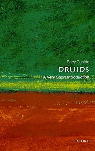 Book cover for “Druids: A Very Short Introduction” with green and red textures.